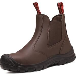 Angry Ram Mens Size 13 Brown Slip On Steel Toe Oil Slip Resistant Safety Boots